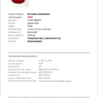 11.04 Ct. Pinkish Red Ruby from Mozambique Scan Report