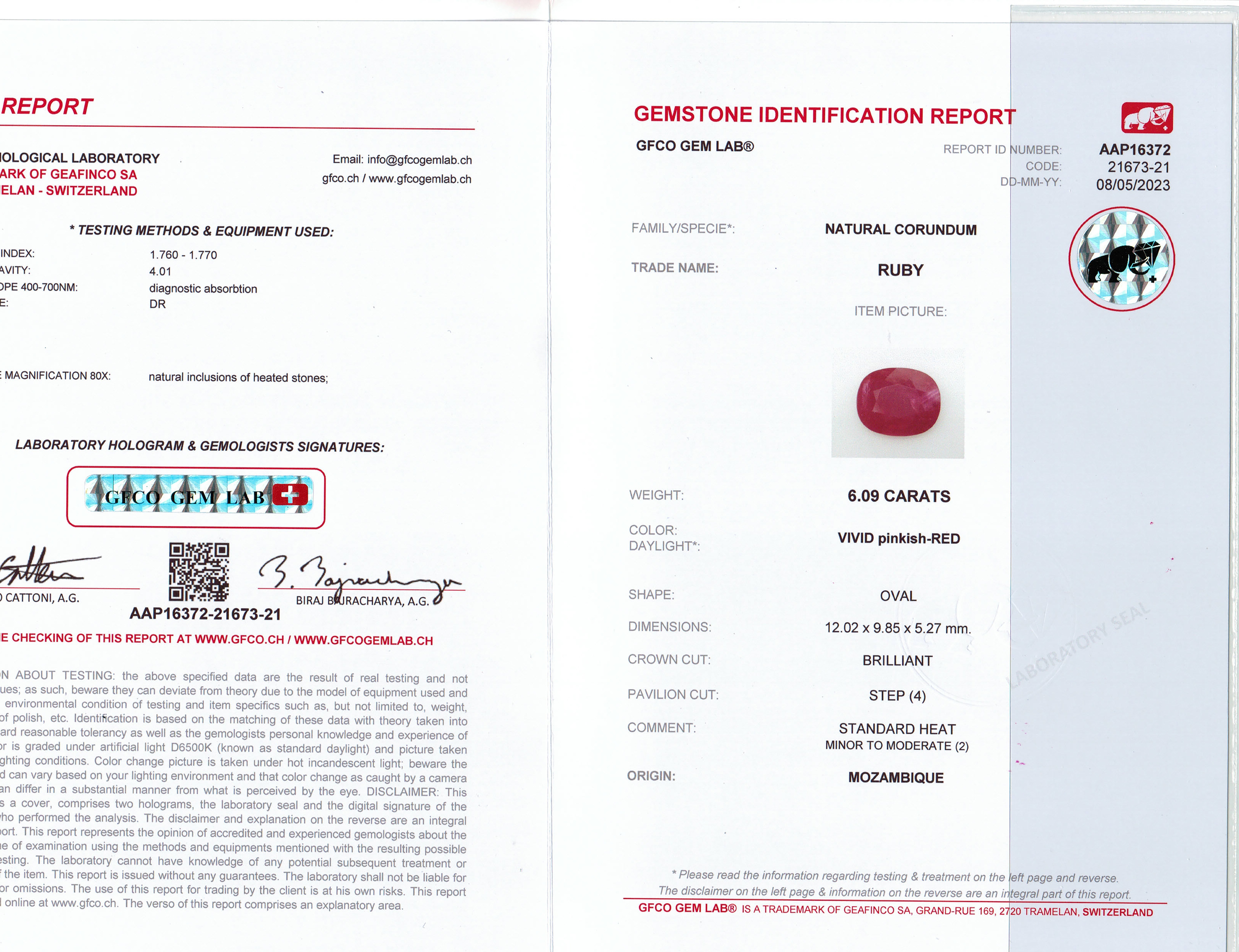 6.09 Ct. Ruby from Mozambique