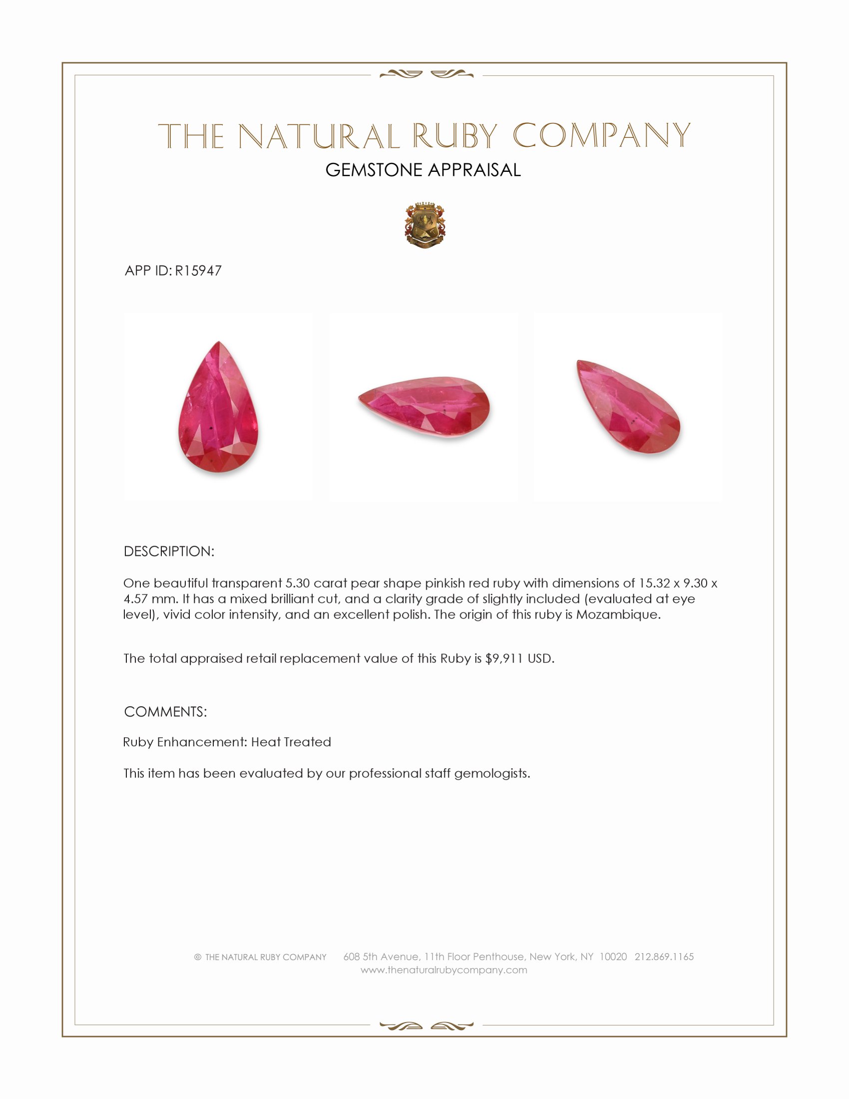 5.30 Ct. Ruby from Mozambique