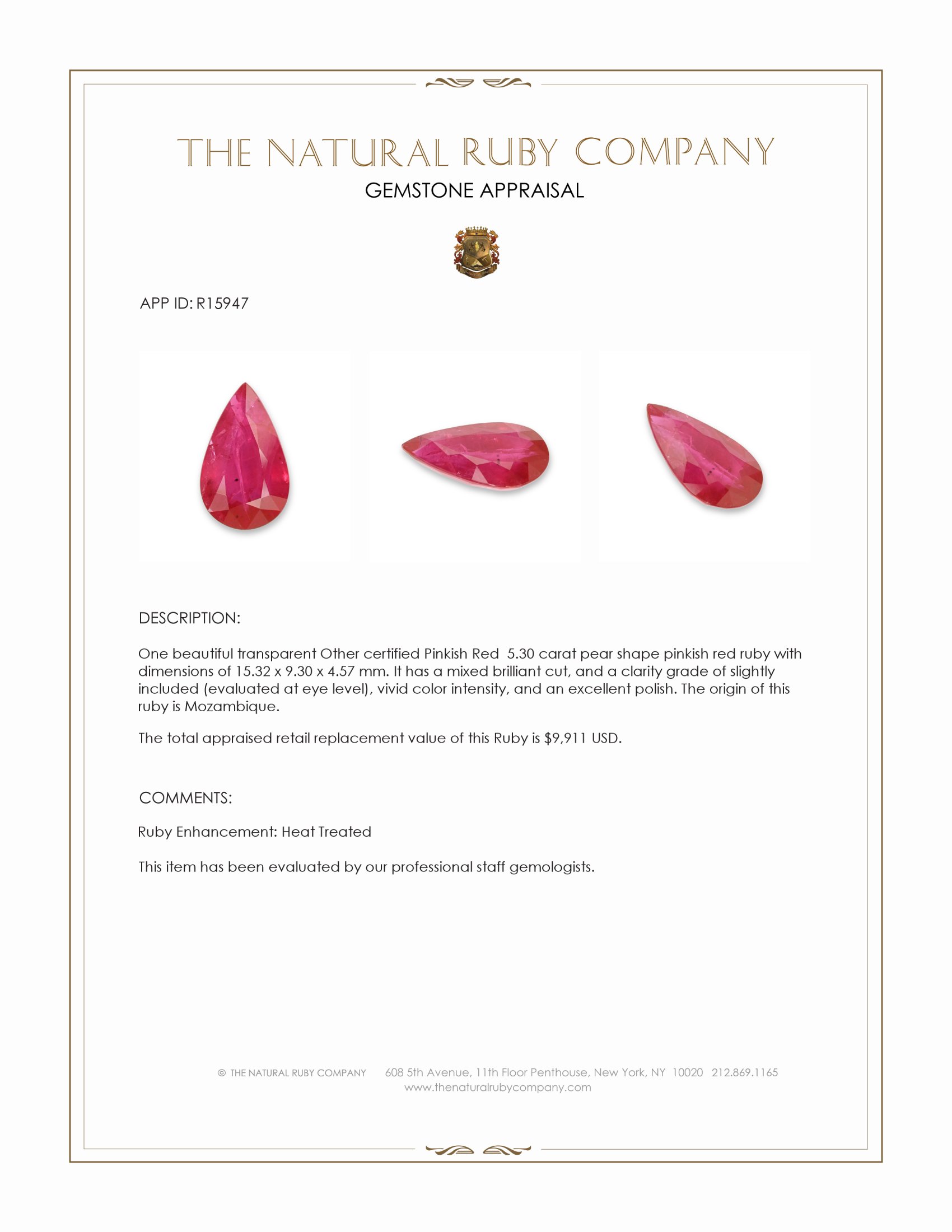 5.30 Ct. Ruby from Mozambique