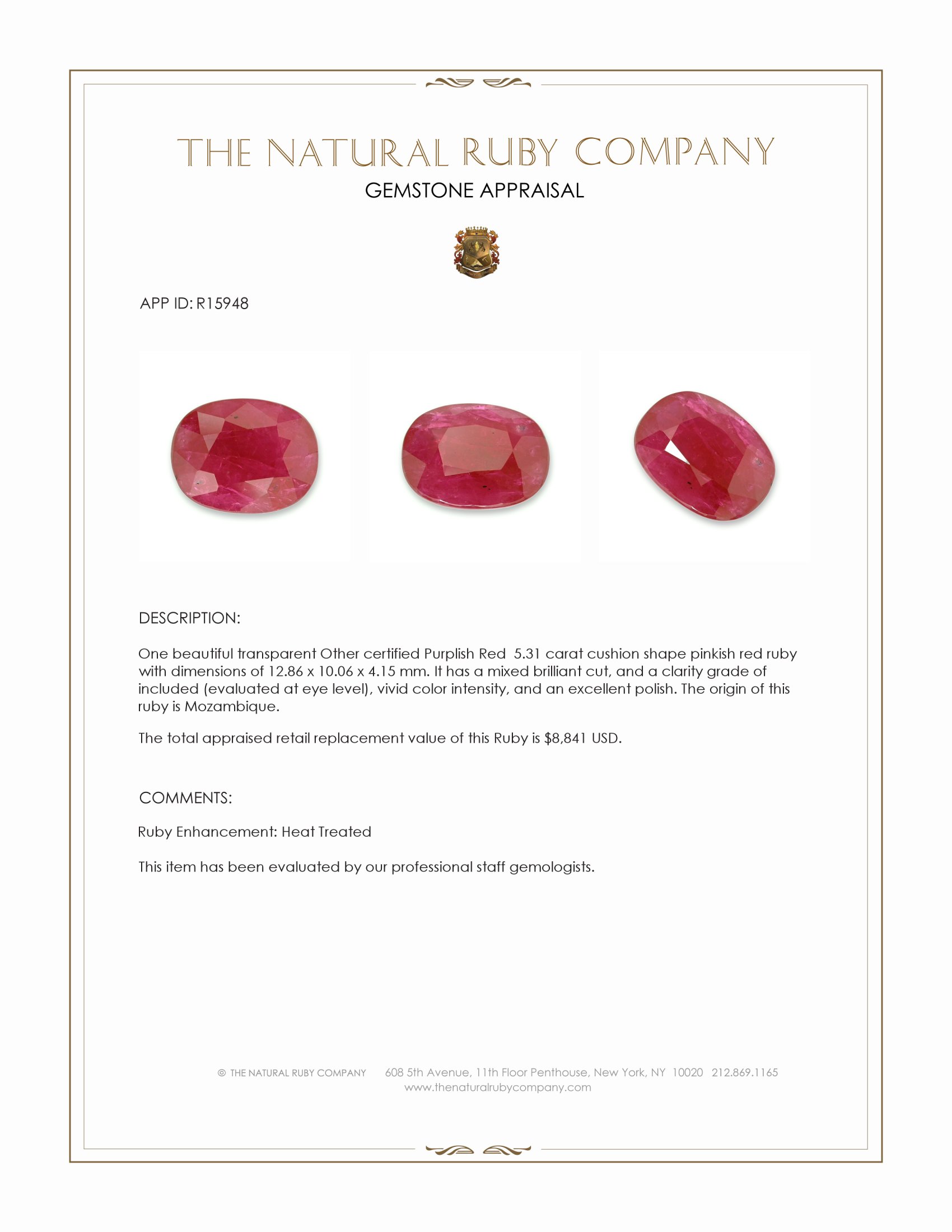 5.31 Ct. Ruby from Mozambique