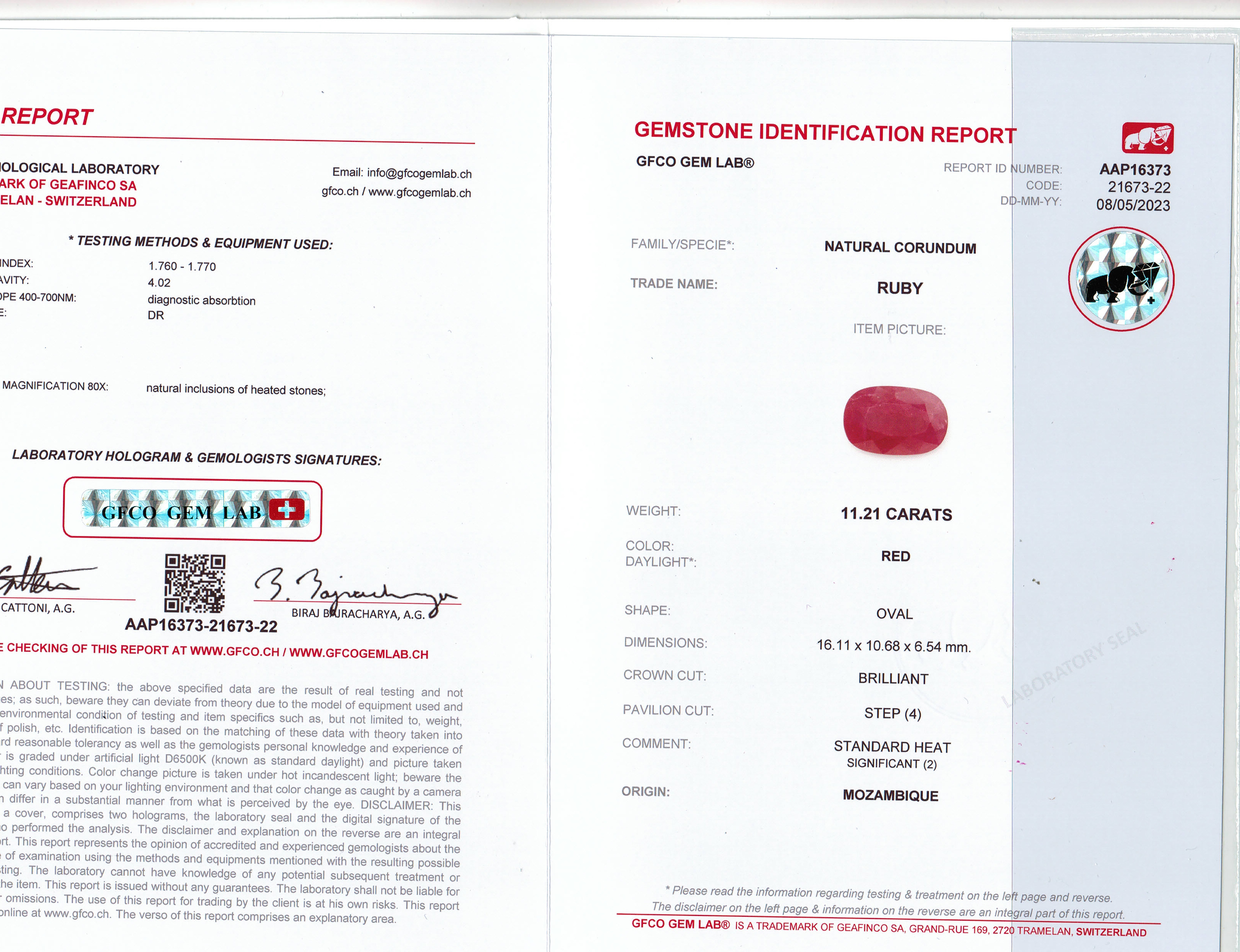 11.21 Ct. Ruby from Mozambique