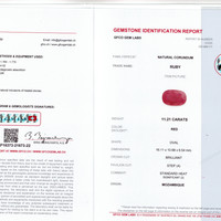 11.21 Ct. Pinkish Red Ruby from Mozambique Scan Report
