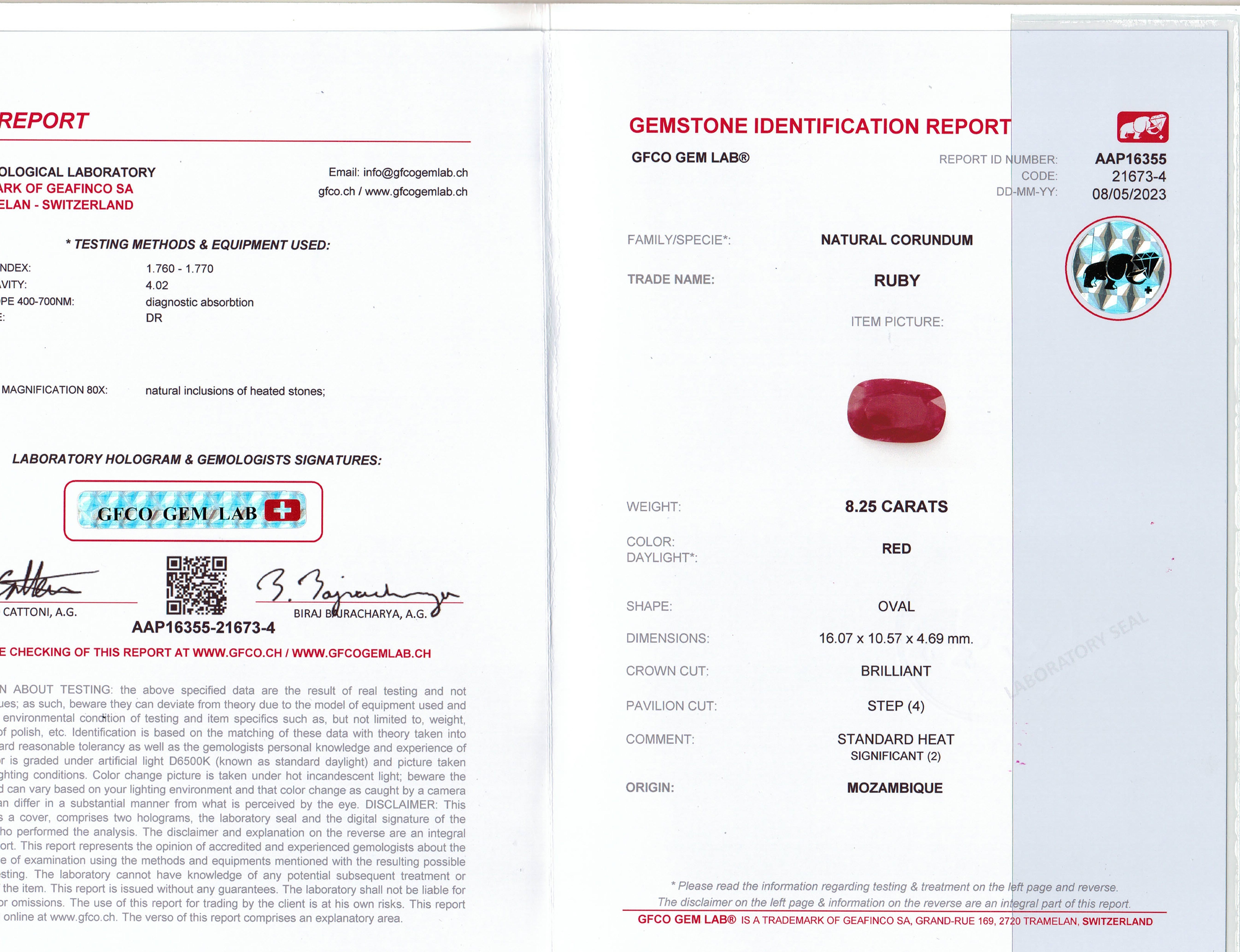 8.25 Ct. Ruby from Mozambique