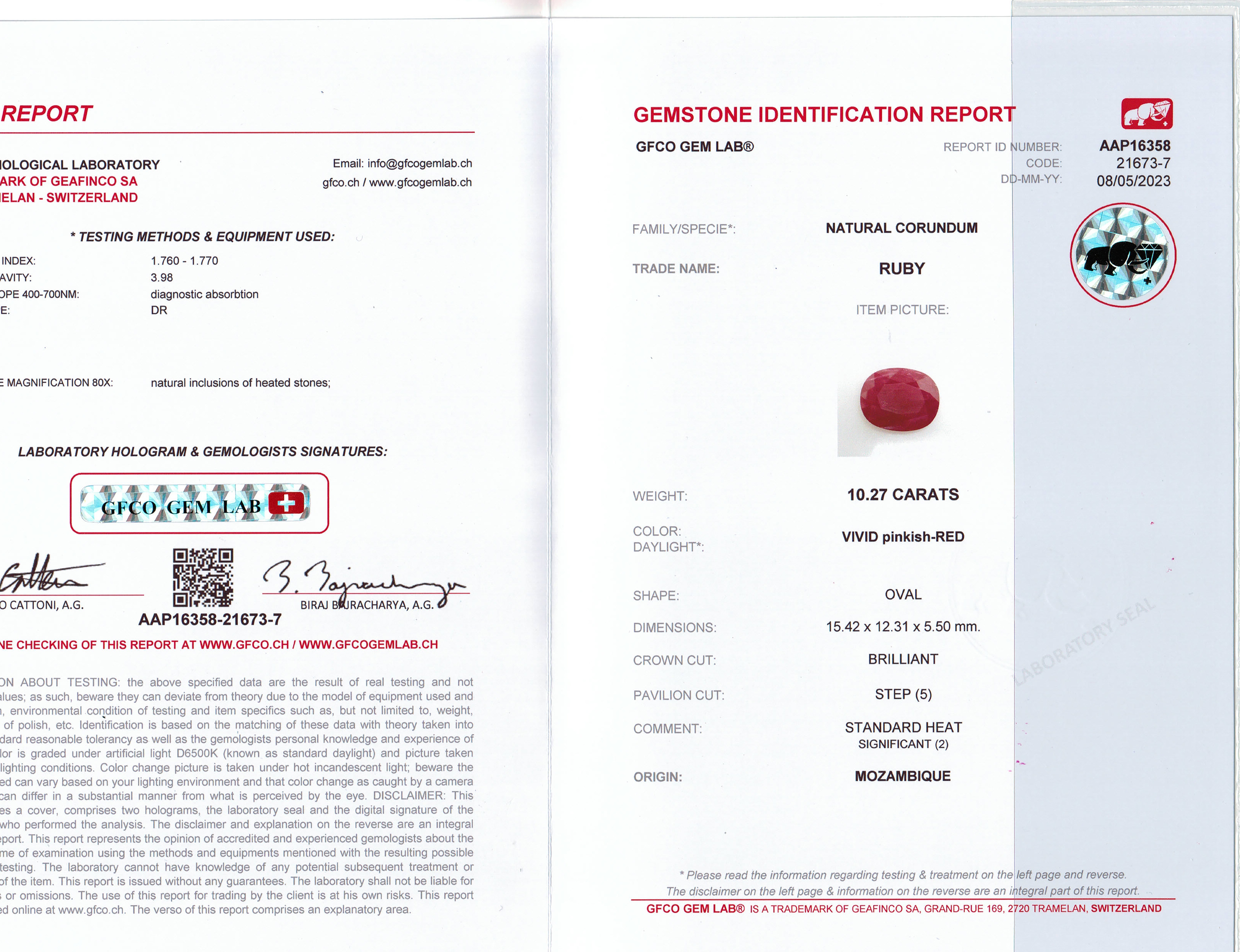 10.27 Ct. Ruby from Mozambique