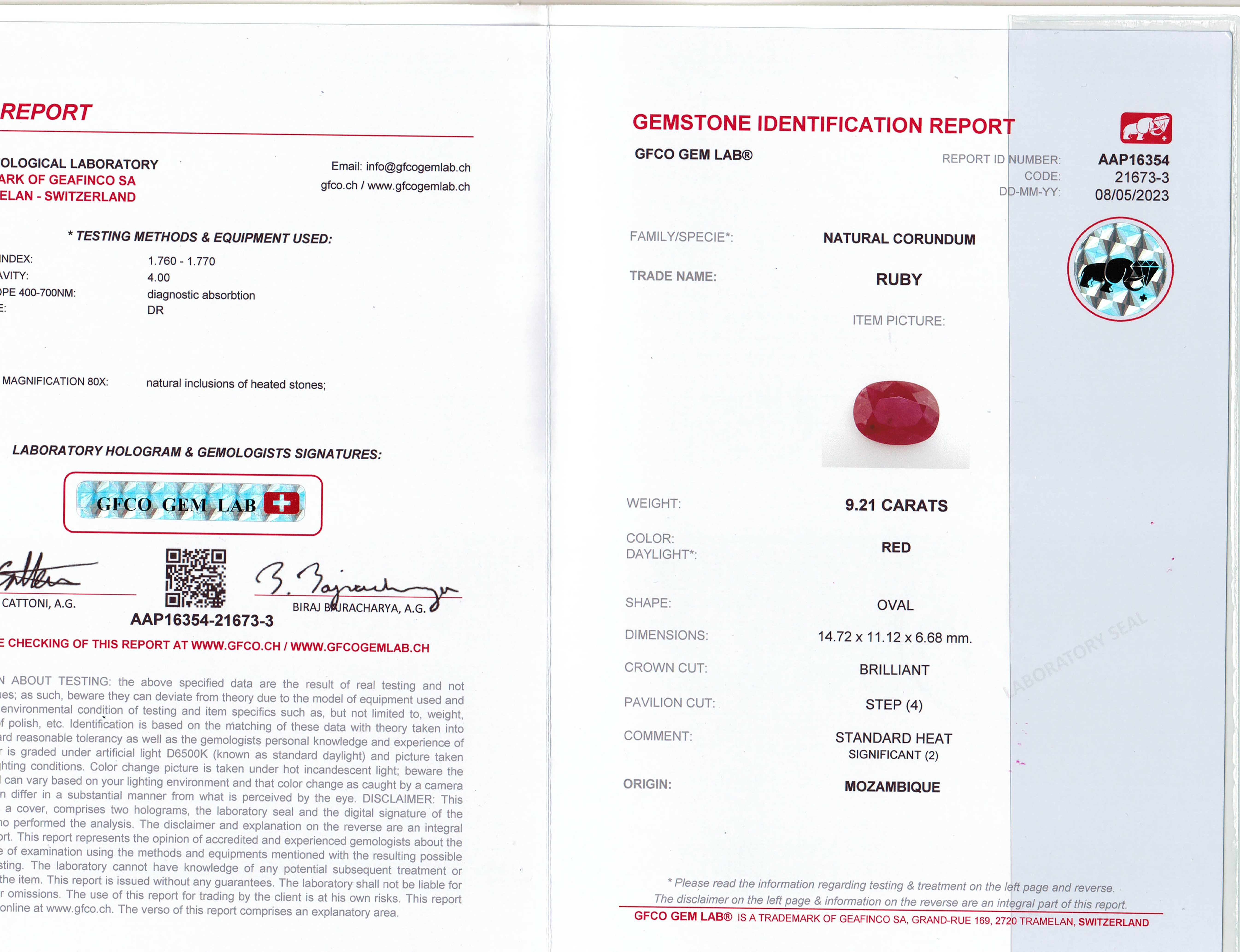 9.21 Ct. Ruby from Mozambique