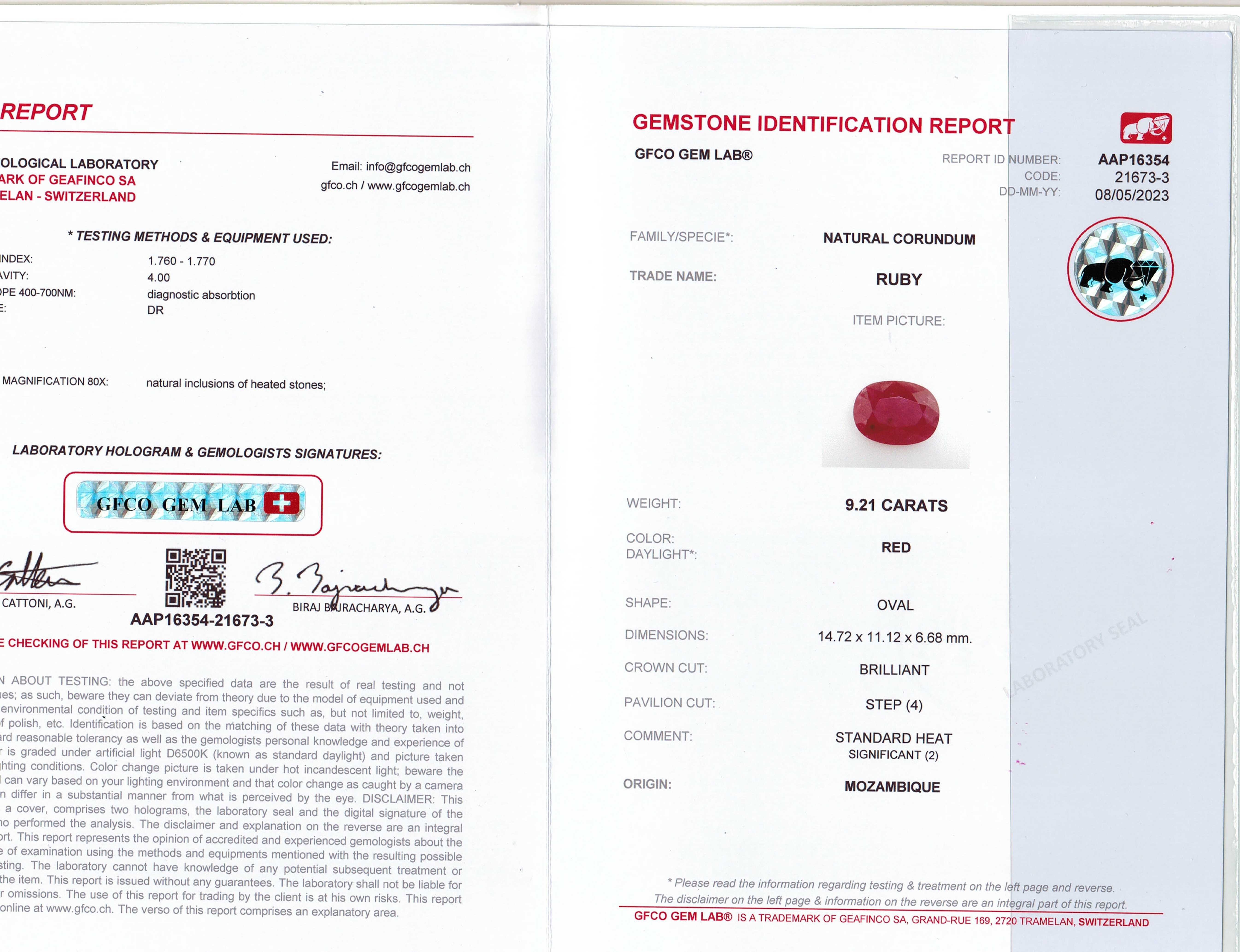 9.21 Ct. Purplish Red Ruby from Mozambique
