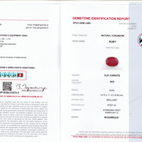9.21 Ct. Purplish Red Ruby from Mozambique Scan Report
