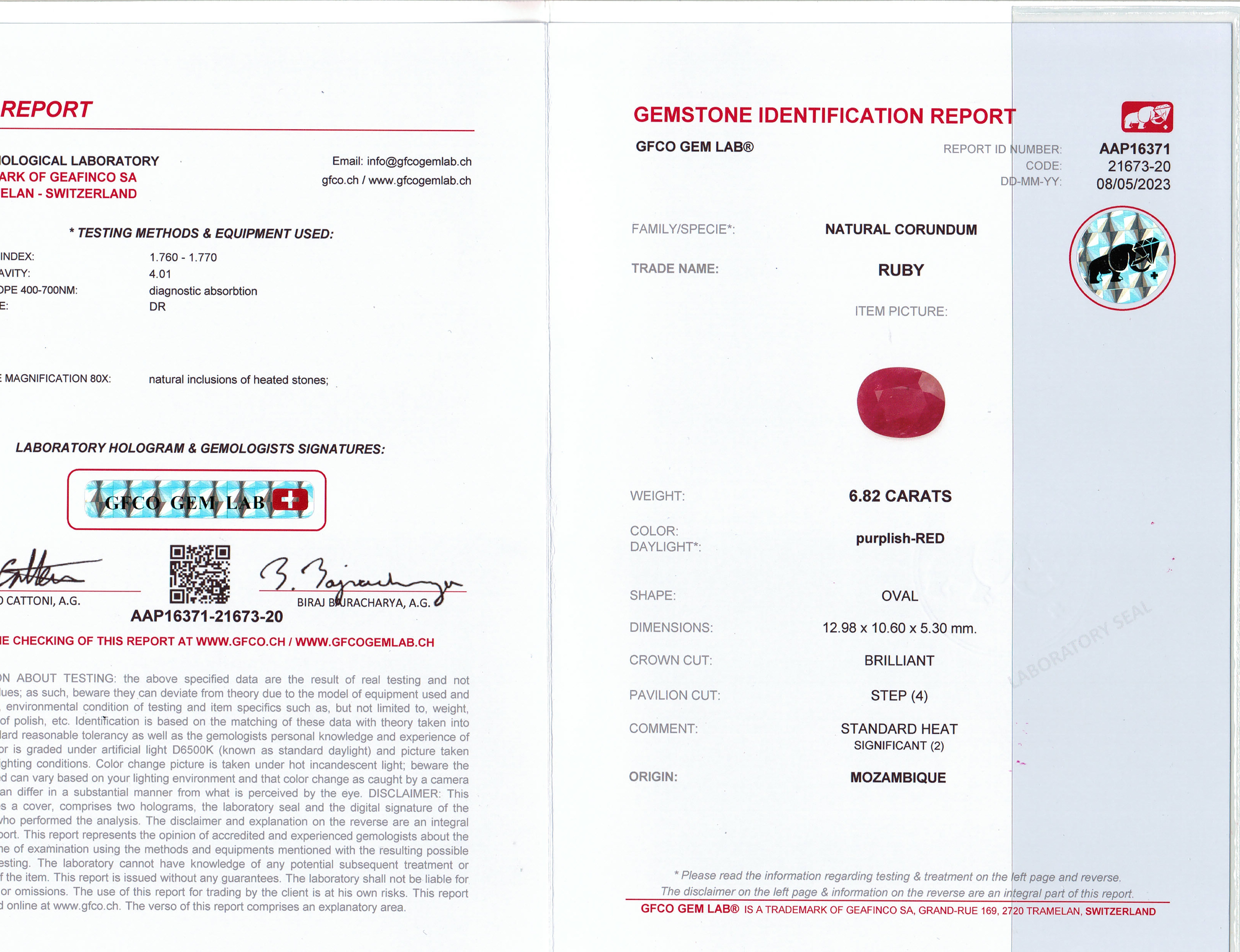 6.82 Ct. Ruby from Mozambique