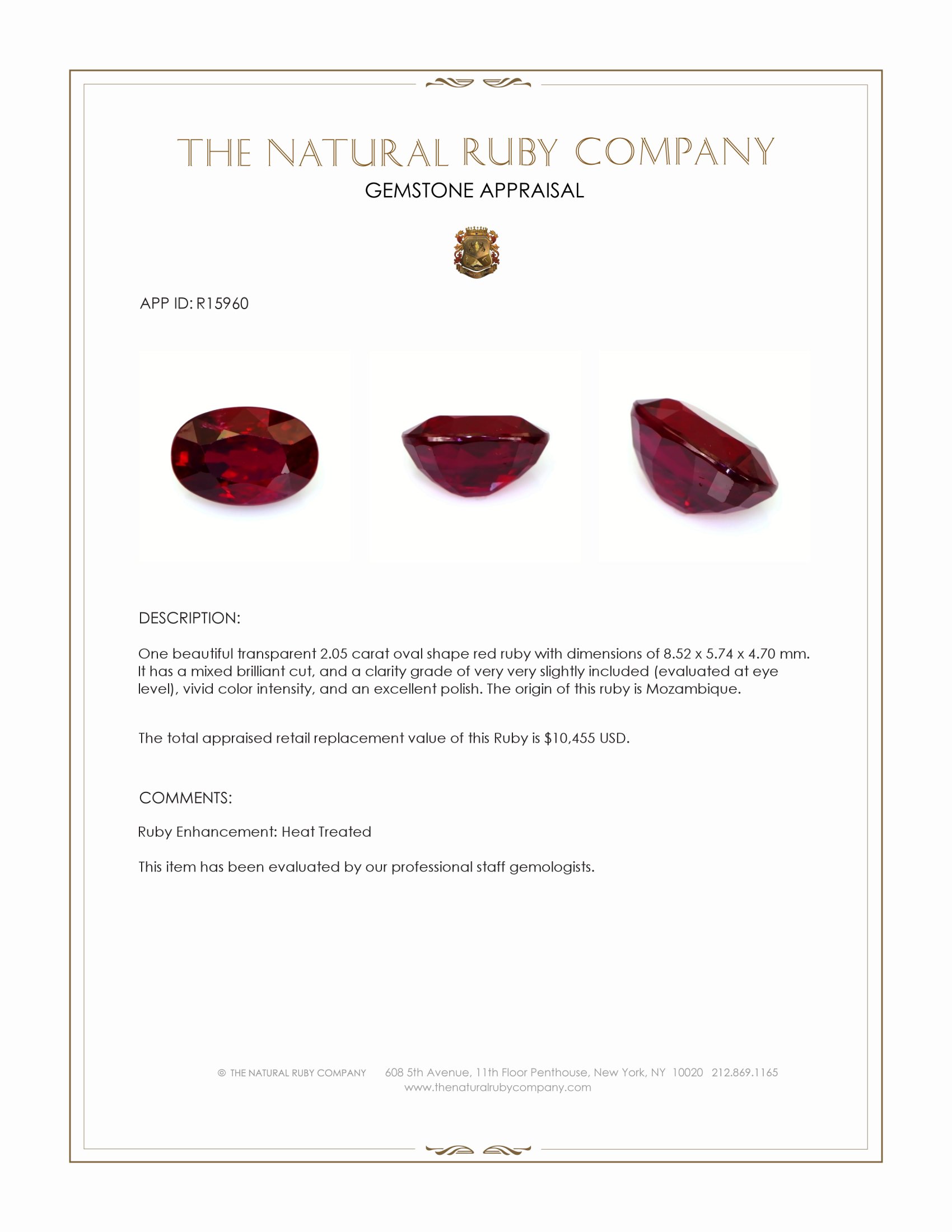 2.05 Ct. Ruby from Mozambique