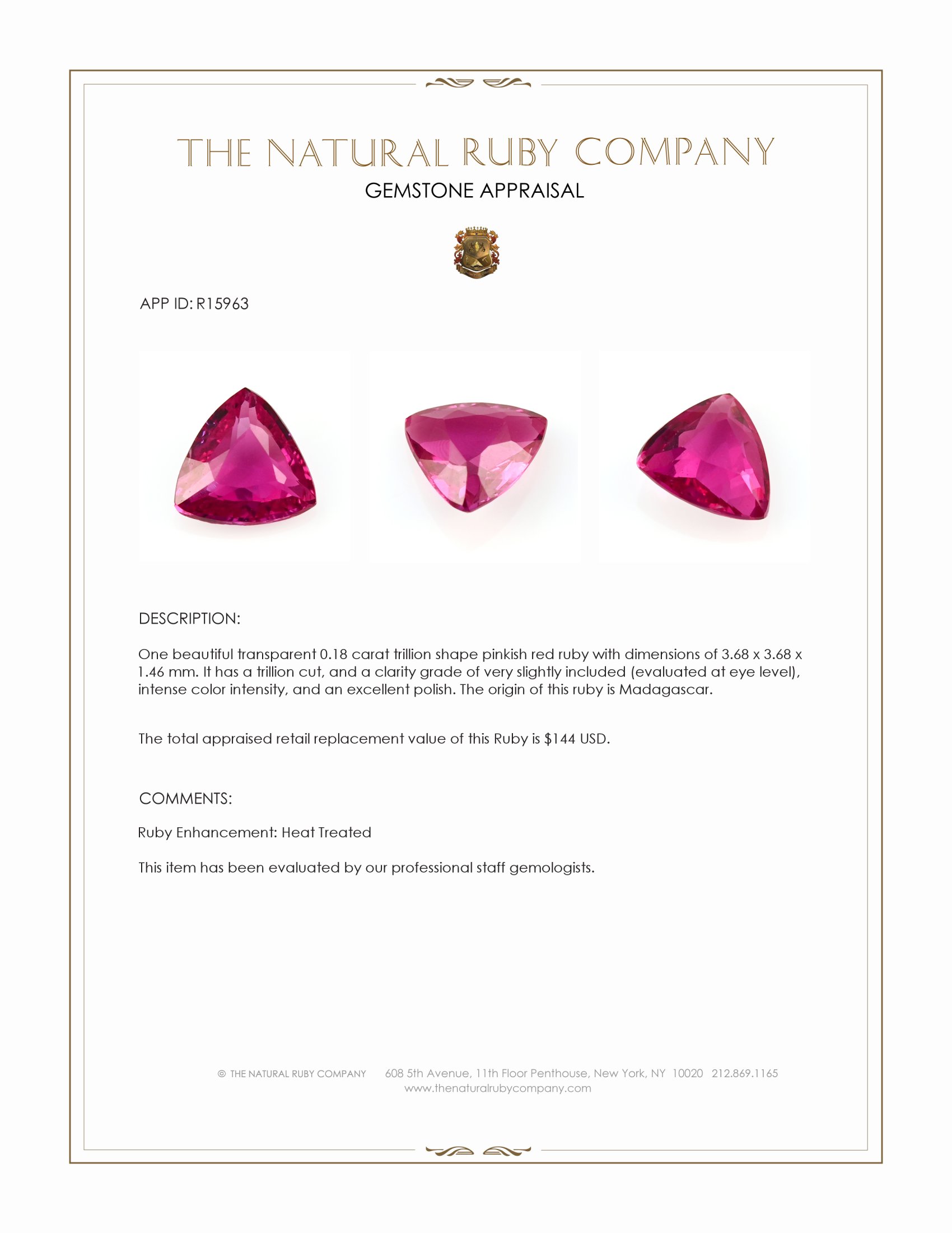 0.18 Ct. Ruby from Madagascar