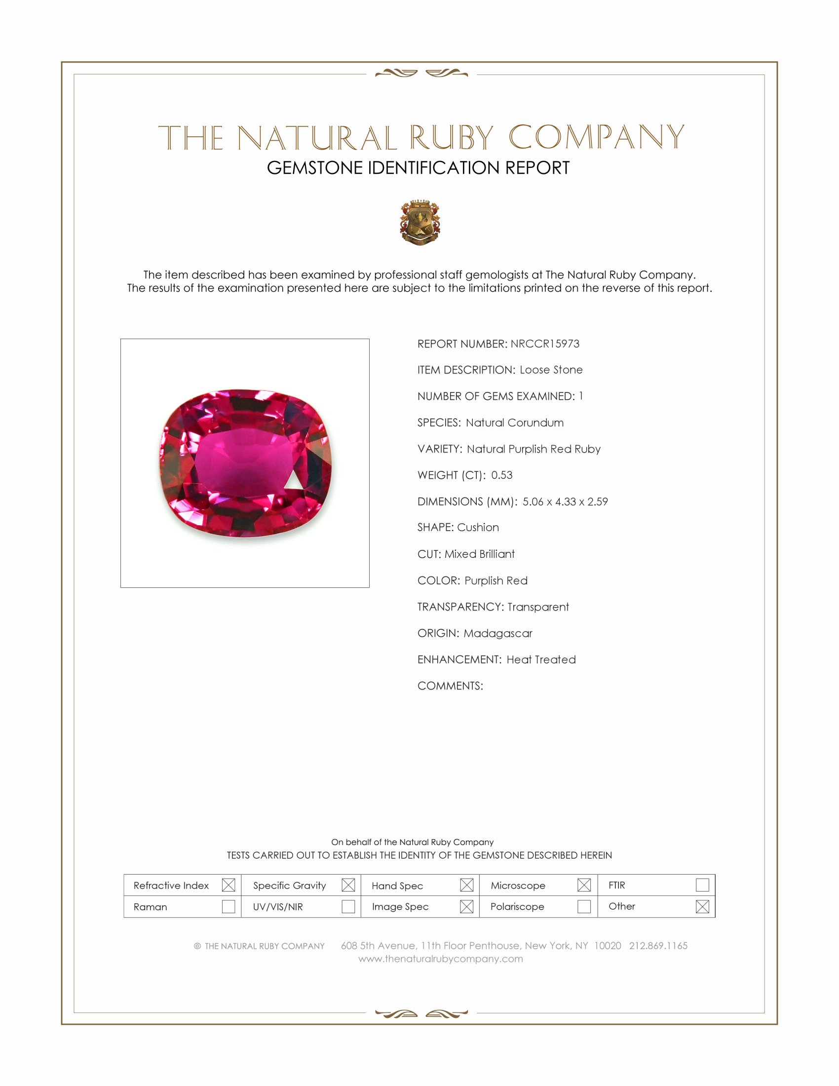 0.53 Ct. Ruby from Madagascar