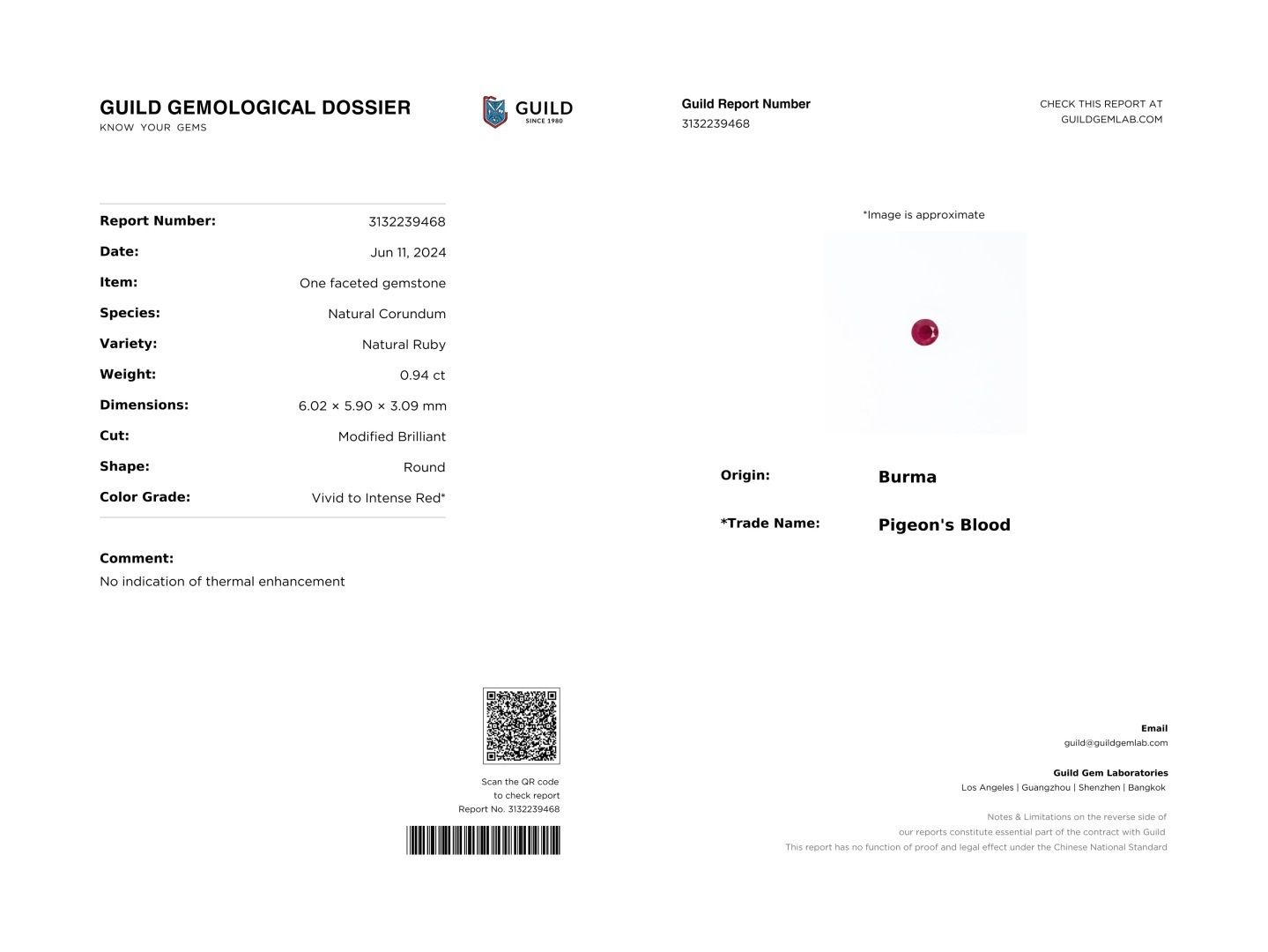 0.93 Ct. Ruby from Burma (Myanmar)