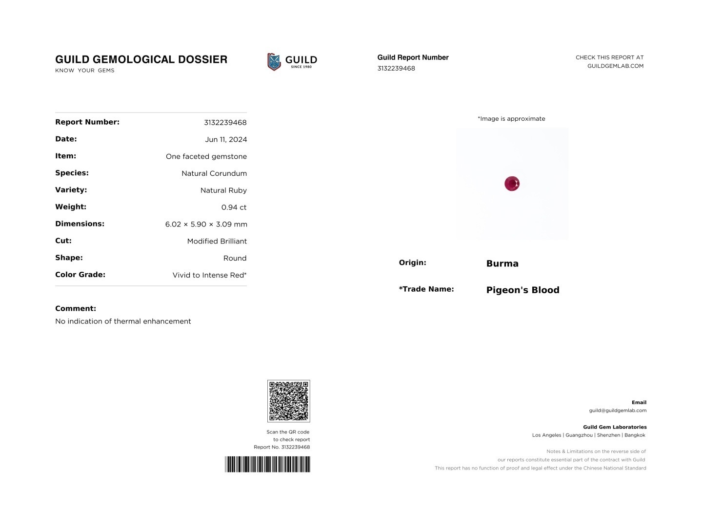 0.93 Ct. Ruby from Burma (Myanmar)