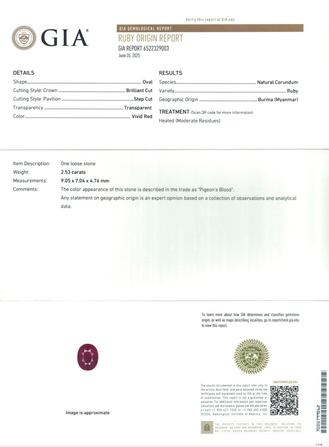 2.53 Ct. Ruby from Burma (Myanmar)