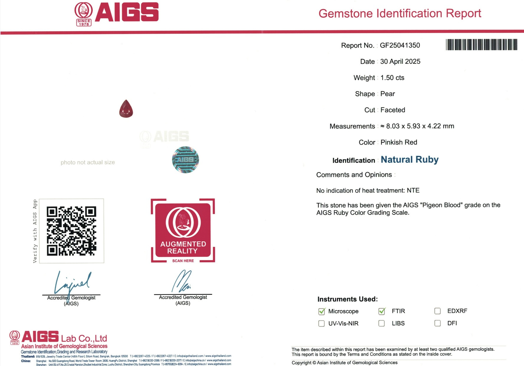 1.50 Ct. Ruby from Mozambique