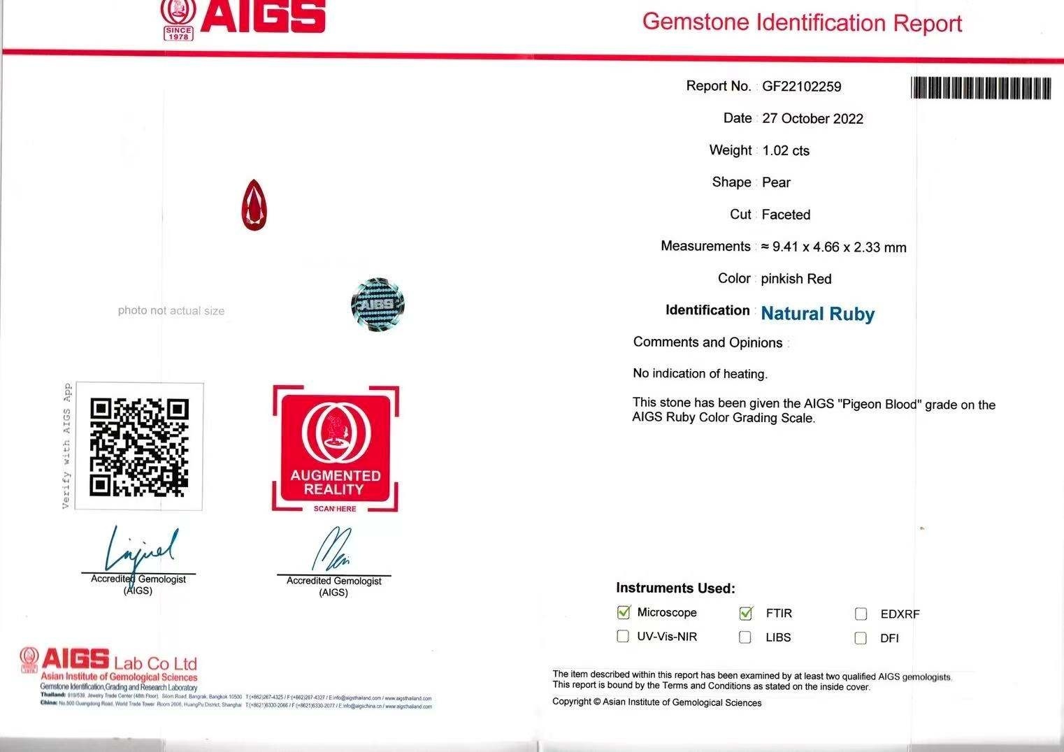 1.02 Ct. Ruby from Mozambique