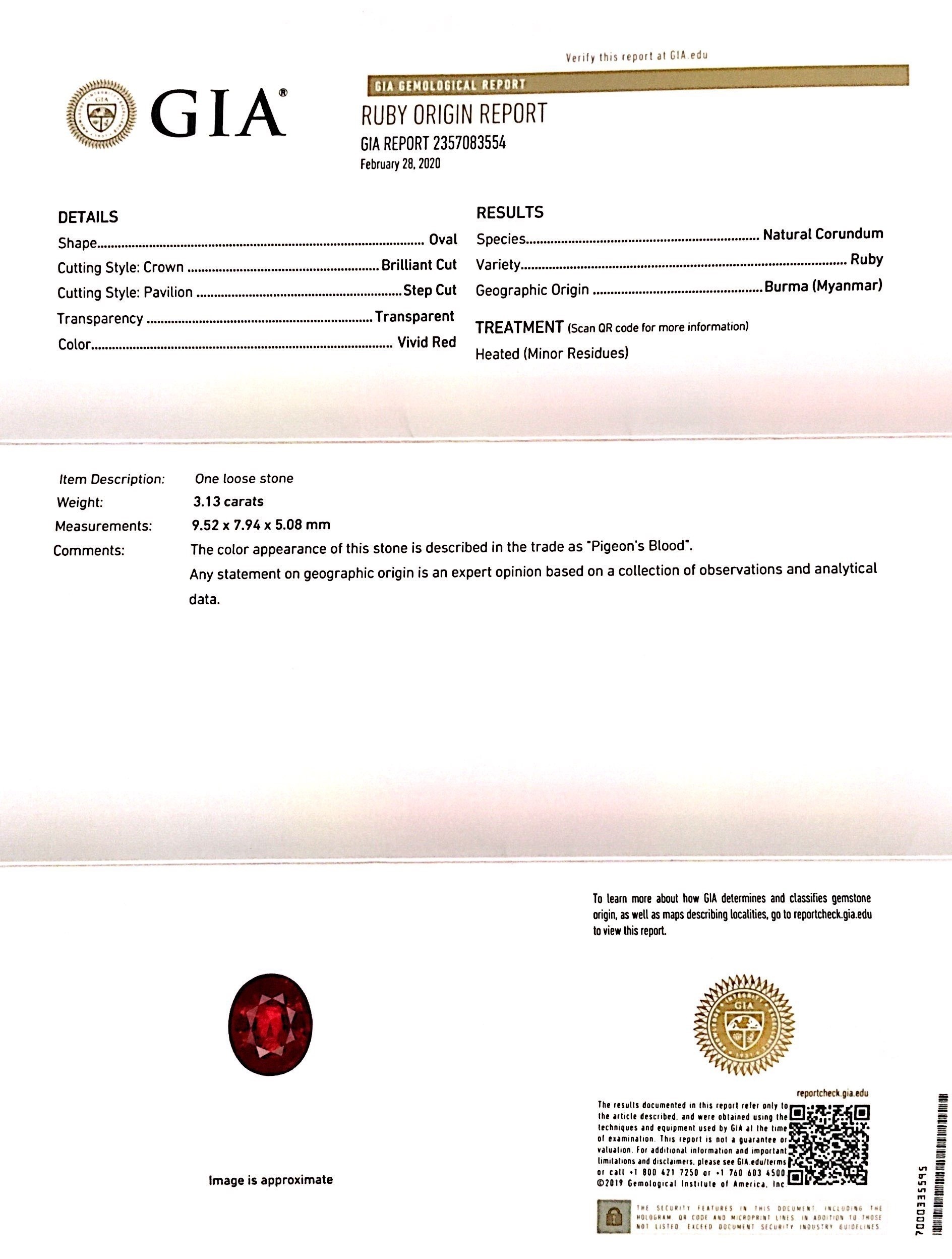 3.13 Ct. Ruby from Burma (Myanmar)