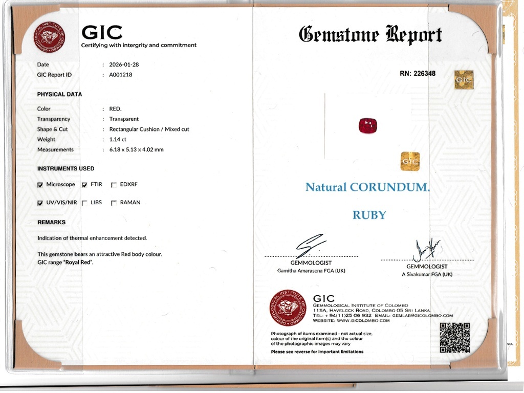 1.13 Ct. Ruby from Mozambique