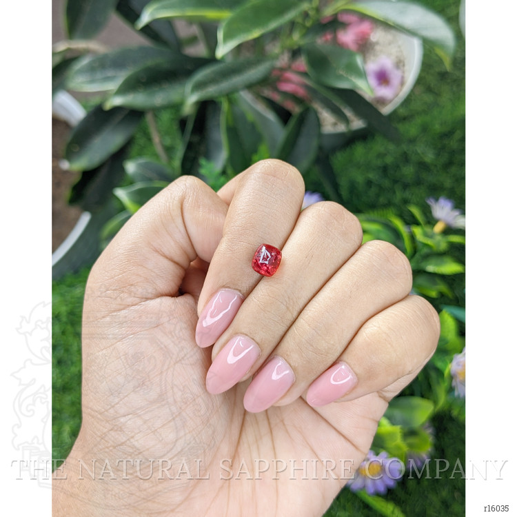 2.47 Ct. Orangish Red Cabochon Ruby from India