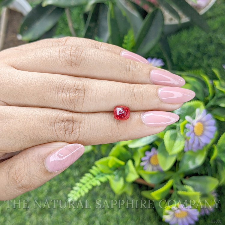 2.47 Ct. Orangish Red Cabochon Ruby from India