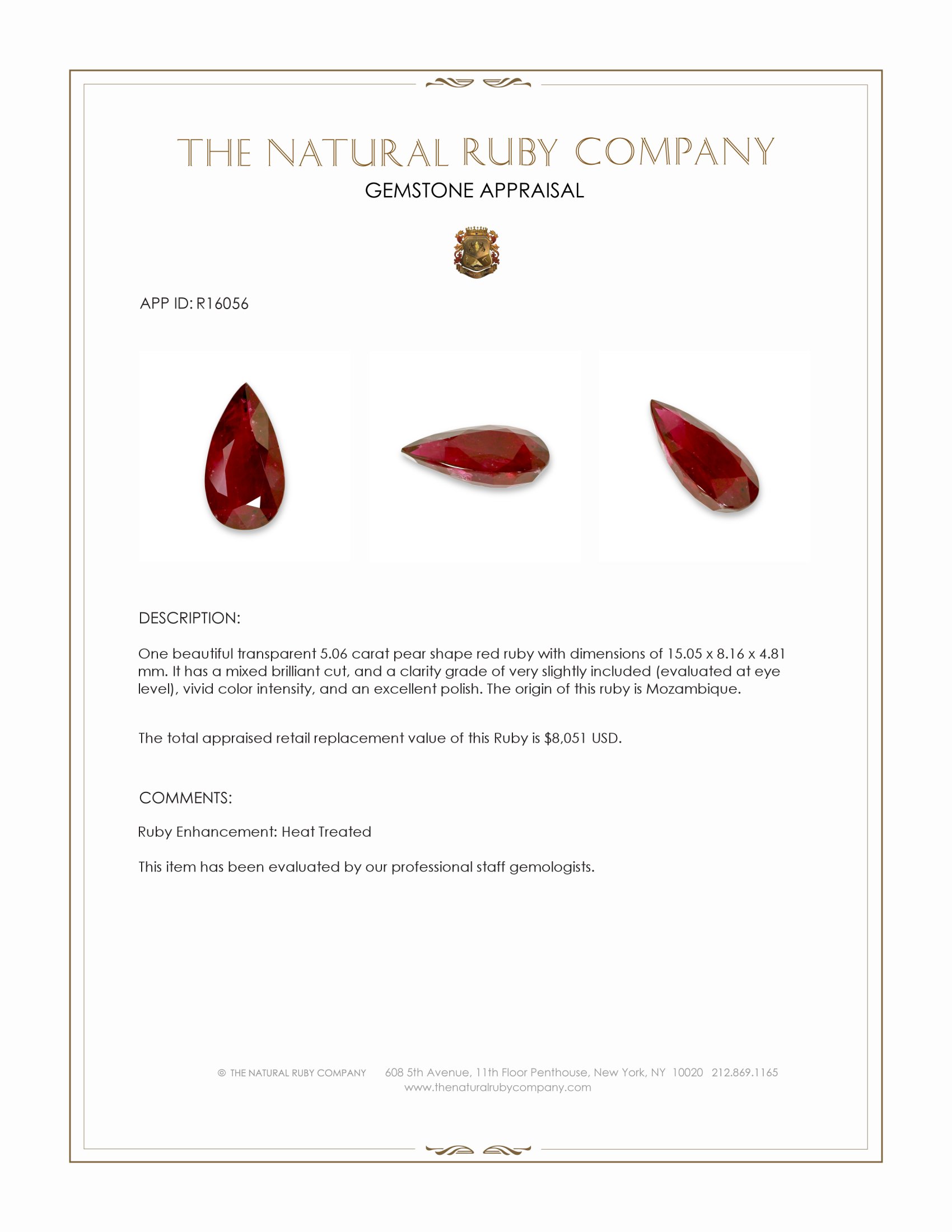 5.06 Ct. Ruby from Mozambique