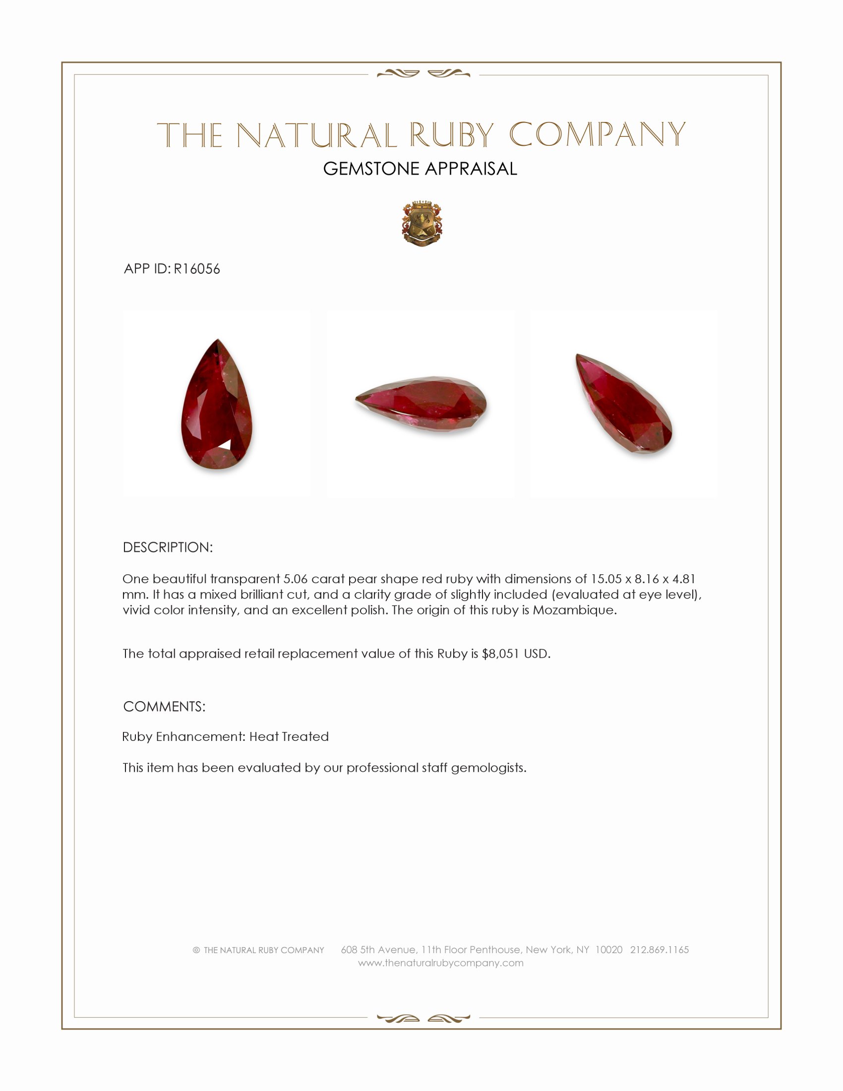 5.06 Ct. Ruby from Mozambique