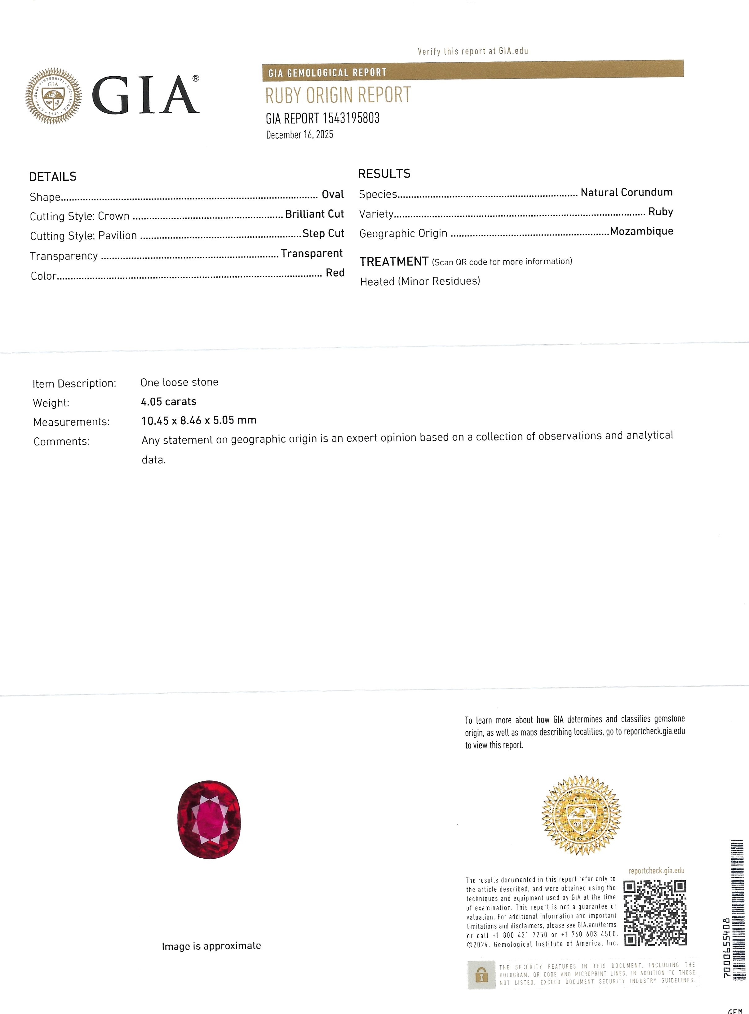 4.05 Ct. Ruby from Mozambique