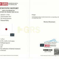 1.43 Ct. Purplish Red Ruby from Burma (Myanmar) Scan Report