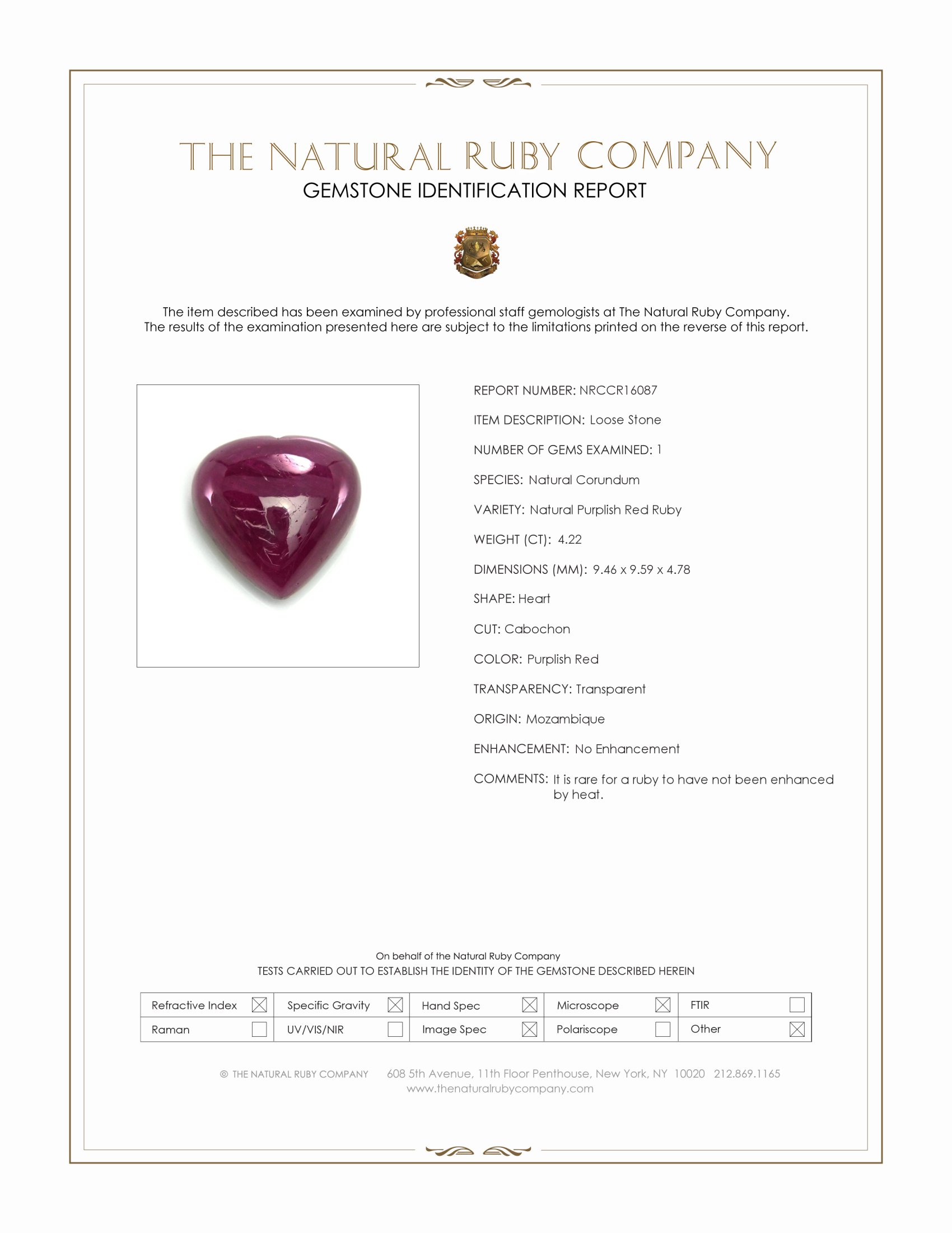 4.22 Ct. Purplish Red Cabochon Ruby from Mozambique