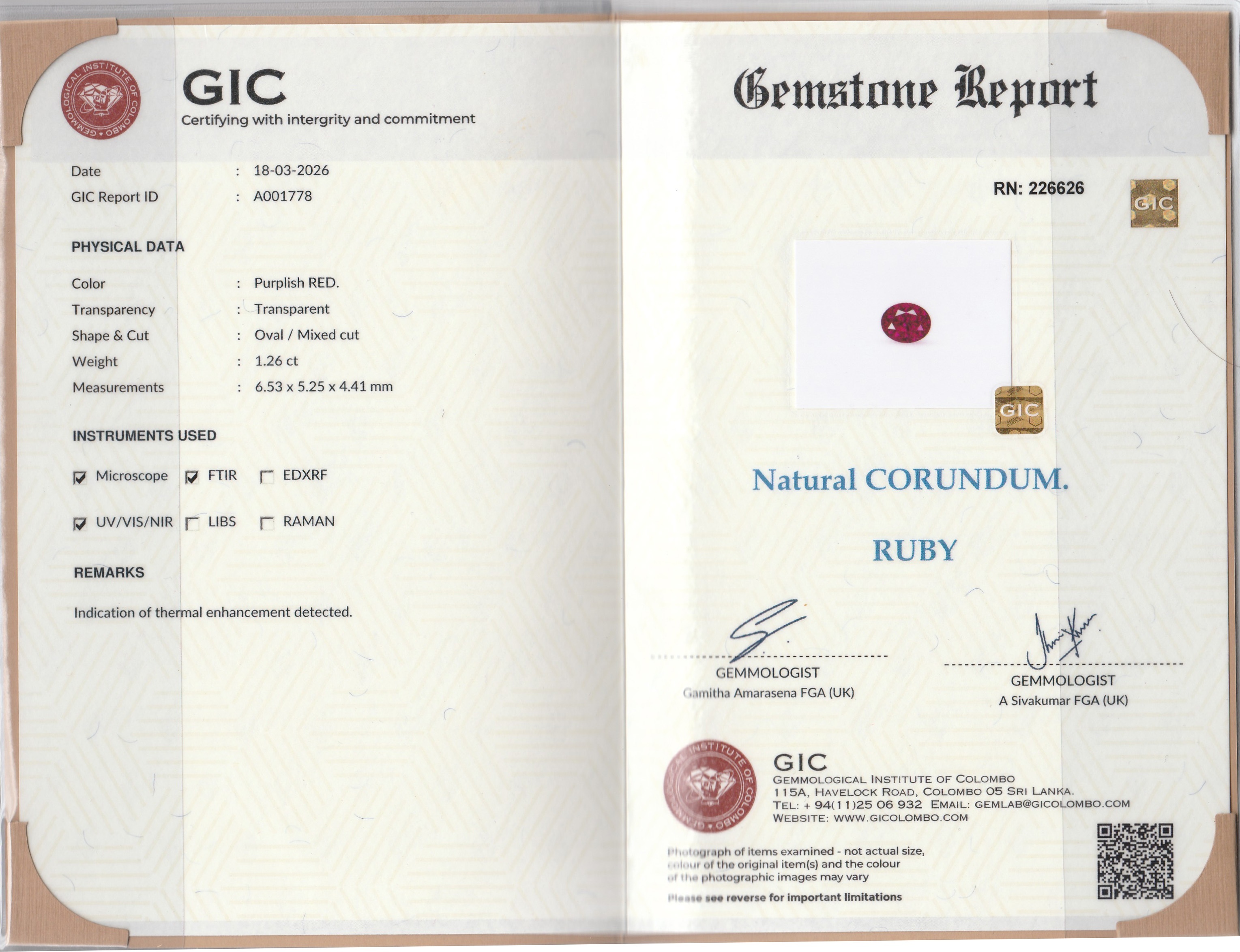 1.26 Ct. Ruby from Mozambique