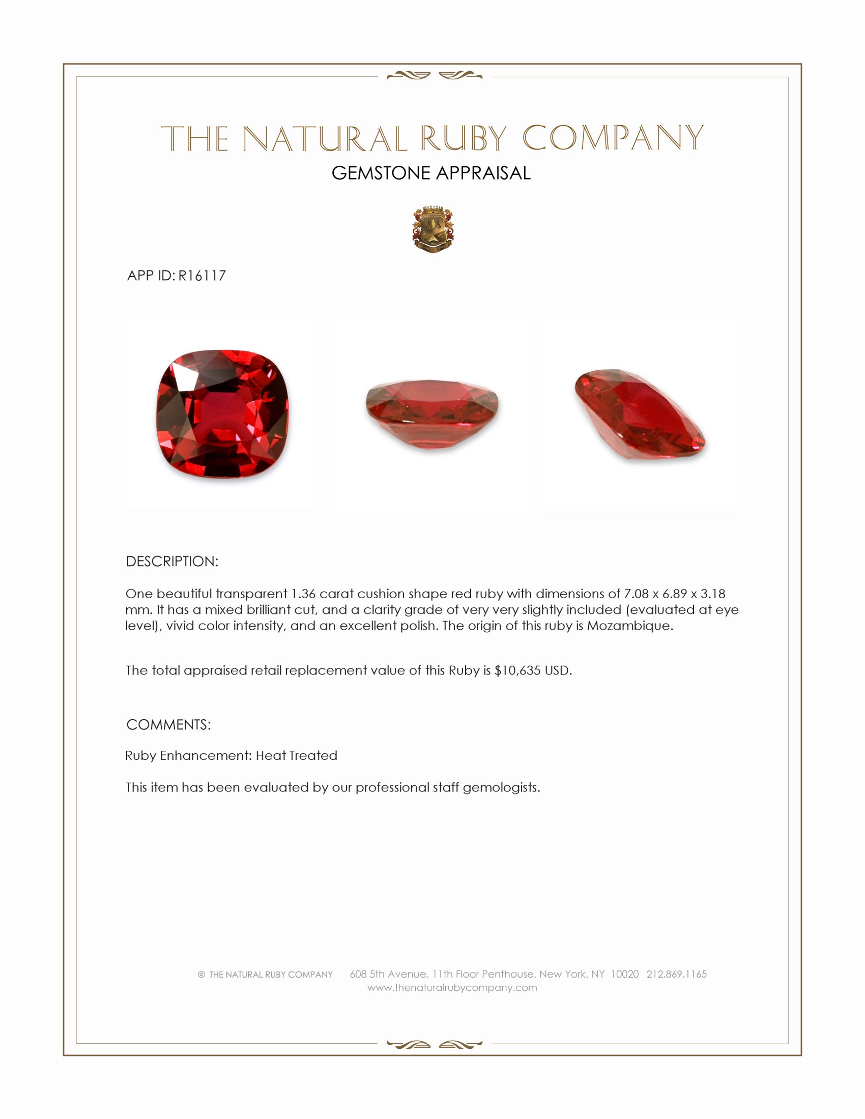 1.36 Ct. Ruby from Mozambique