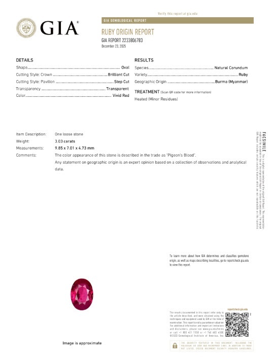 3.03 Ct. Ruby from Burma (Myanmar)
