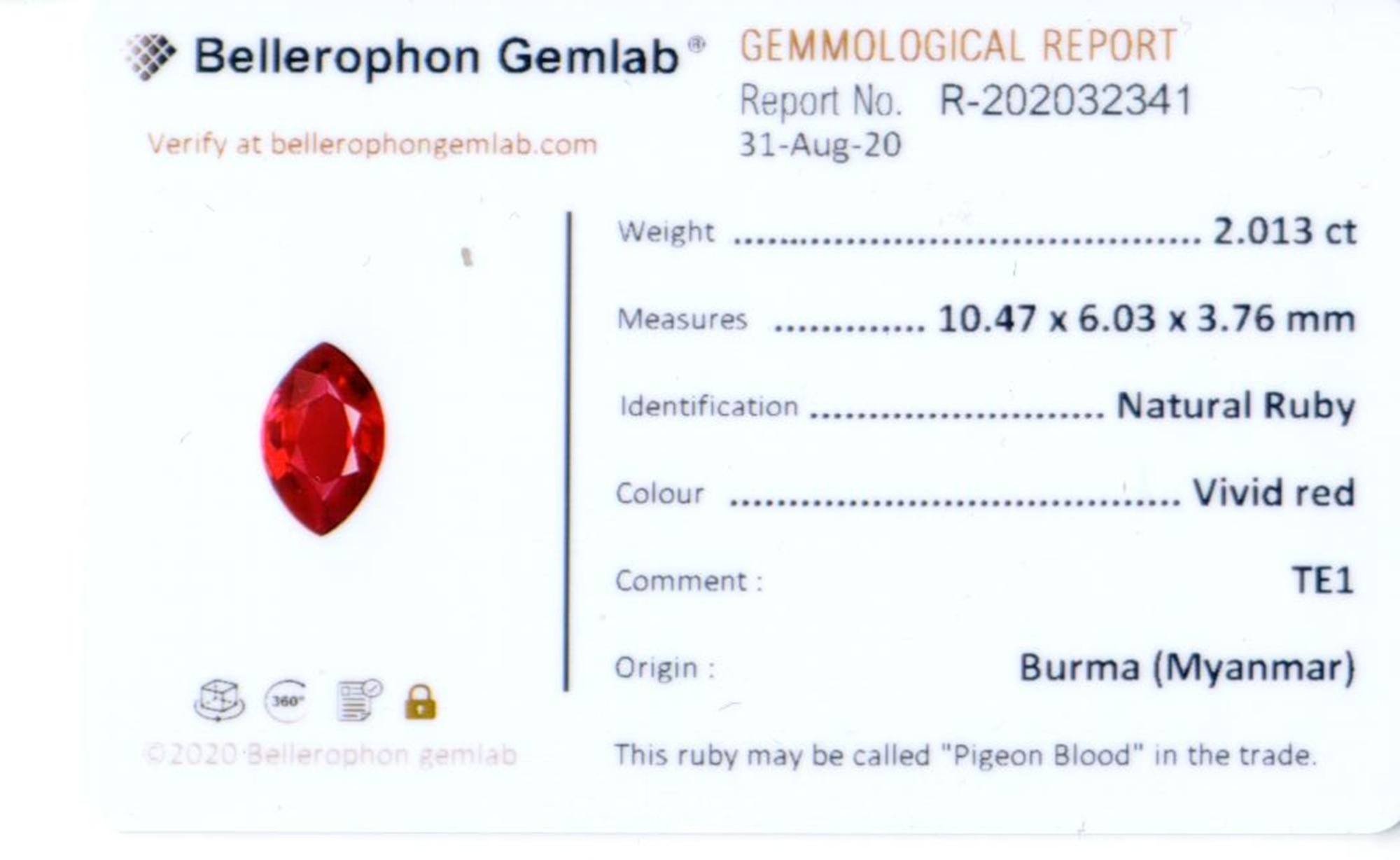 2.01 Ct. Ruby from Burma (Myanmar)