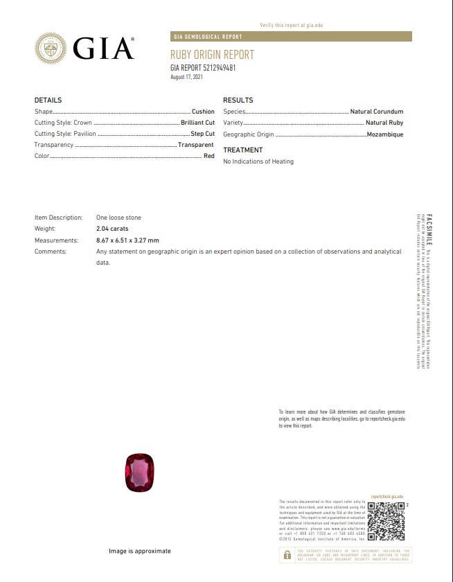 2.04 Ct. Ruby from Mozambique