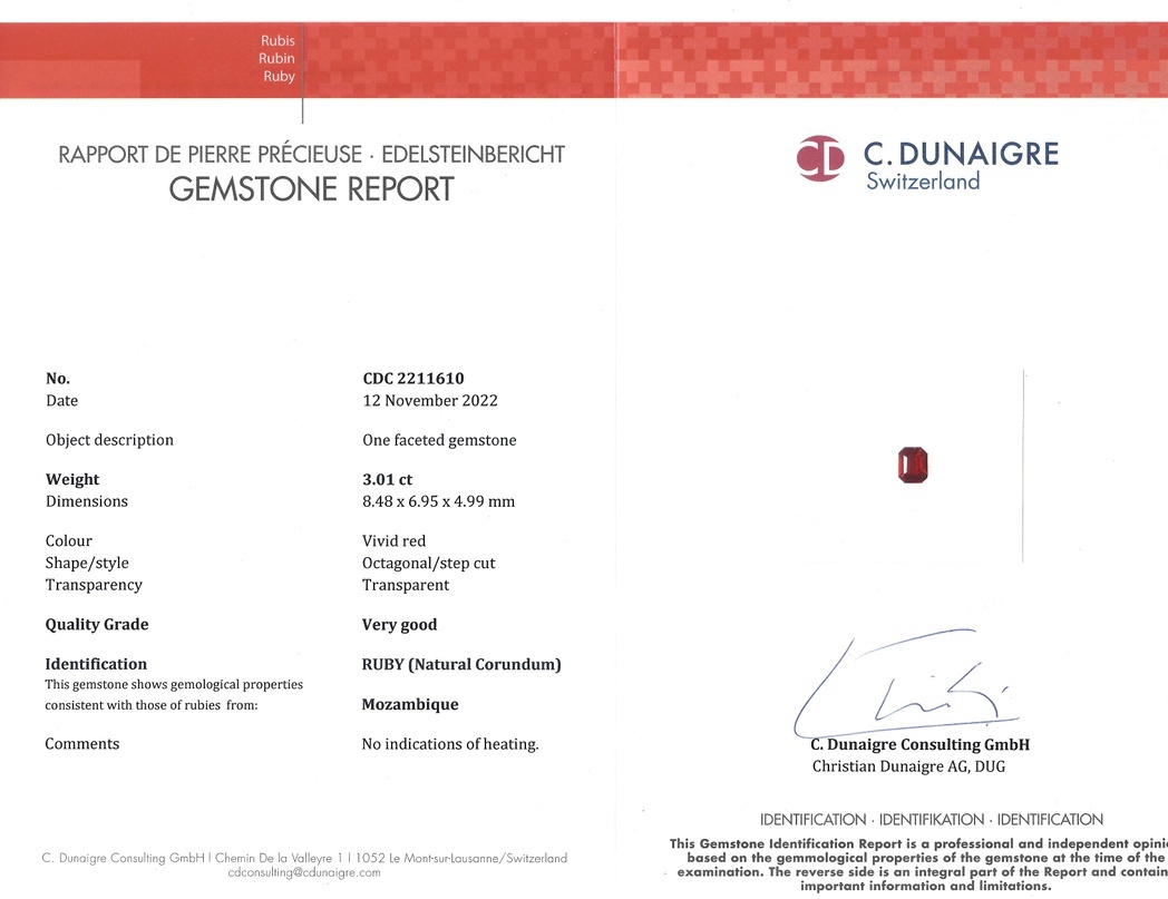 3.01 Ct. Ruby from Mozambique