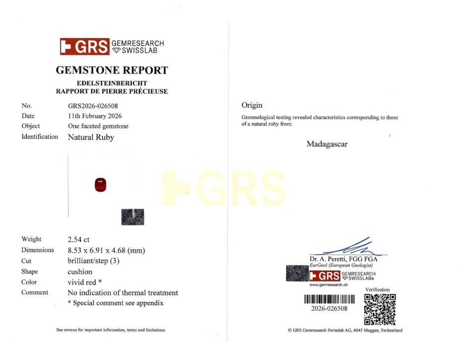 2.54 Ct. Ruby from Madagascar