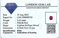0.62 Ct. Pinkish Red Ruby from Mozambique