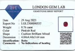 0.76 Ct. Pinkish Red Ruby from Mozambique