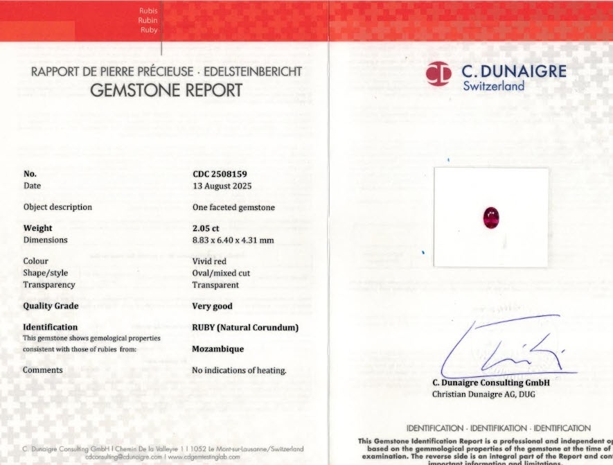 2.05 Ct. Pinkish Red Ruby from Mozambique