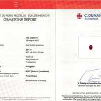 2.05 Ct. Pinkish Red Ruby from Mozambique Scan Report