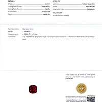 1.64 Ct. Purplish Red Ruby from Madagascar Scan Report