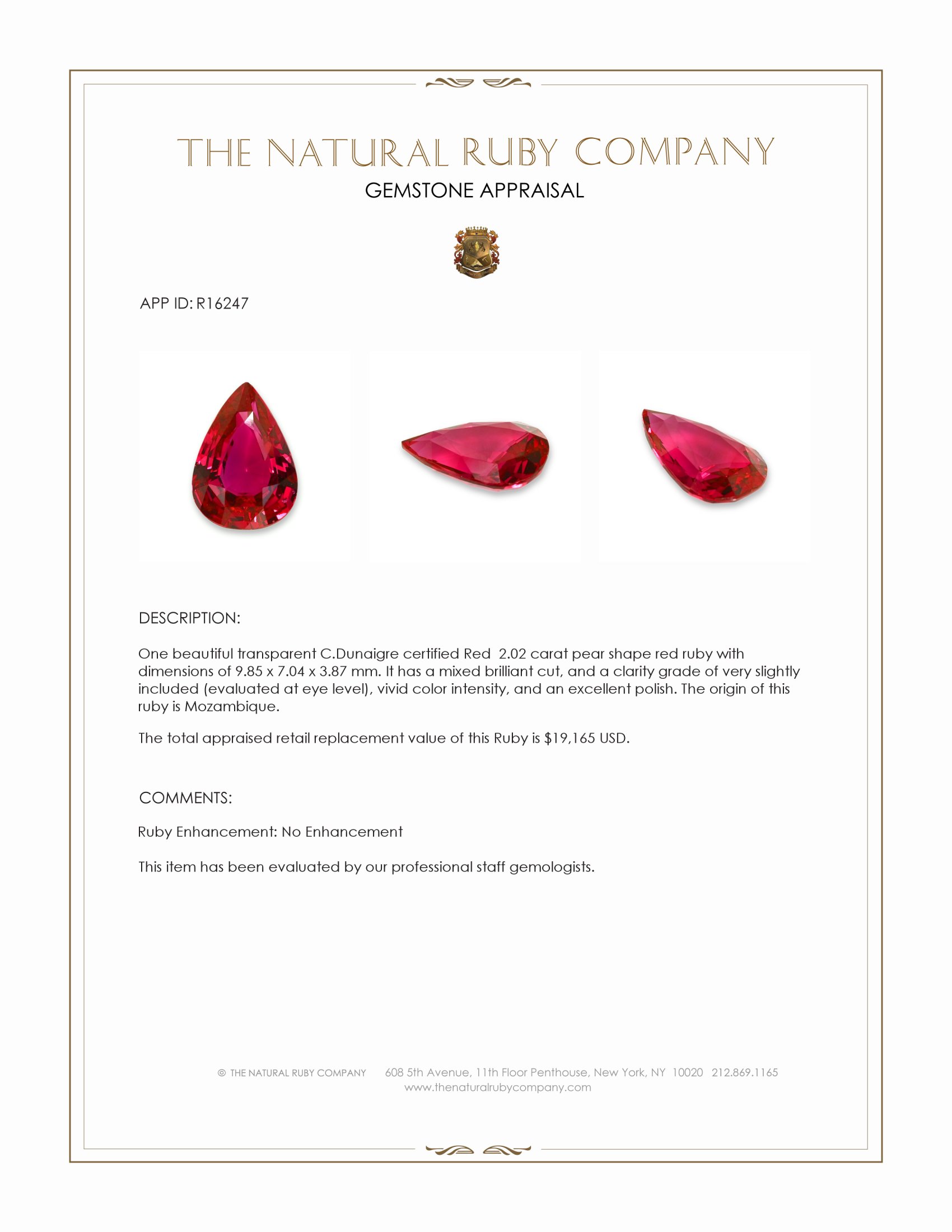 2.02 Ct. Ruby from Mozambique
