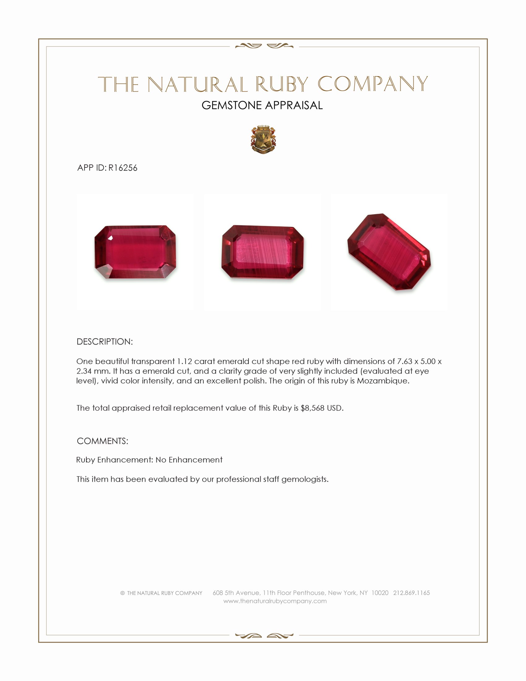 1.12 Ct. Ruby from Mozambique