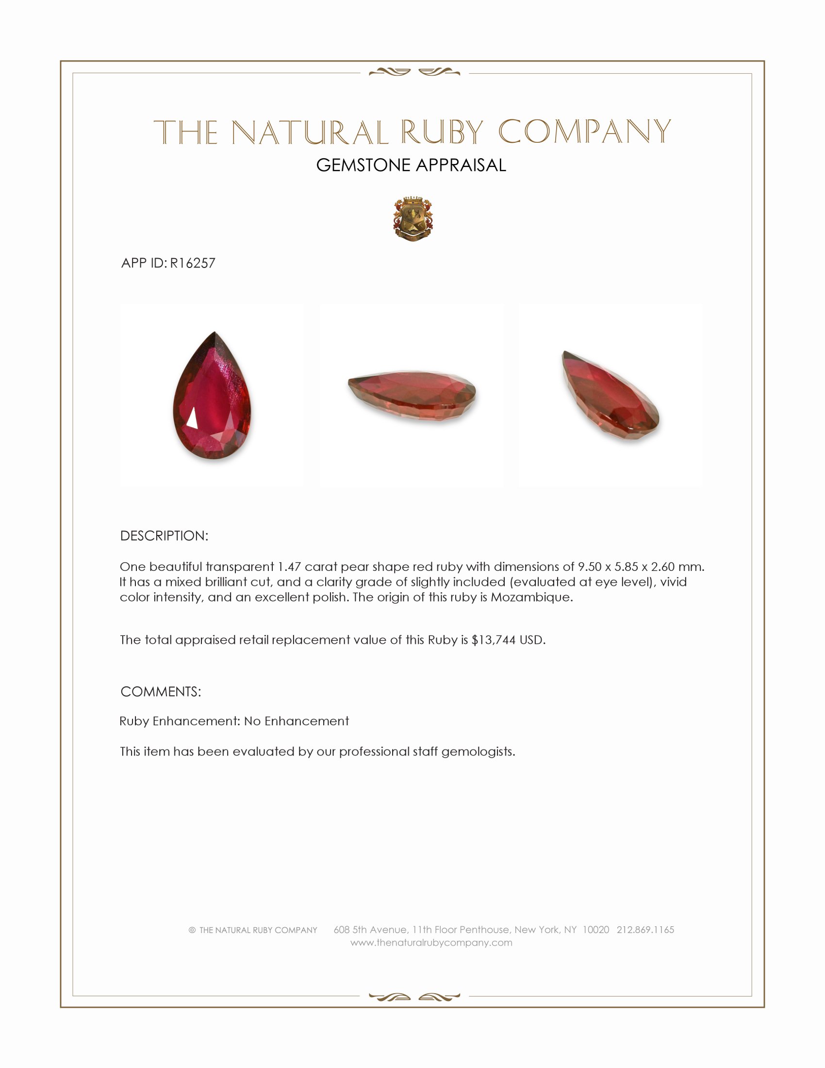 1.47 Ct. Ruby from Mozambique
