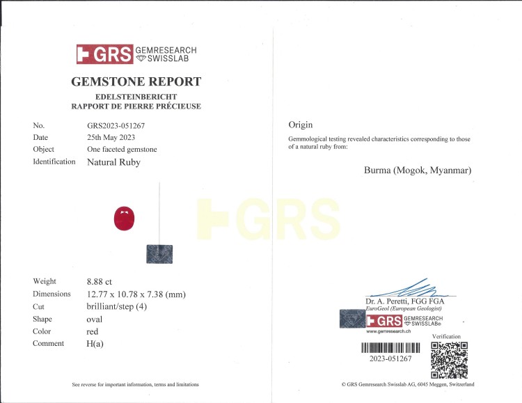 8.88 Ct. Ruby from Burma (Myanmar)