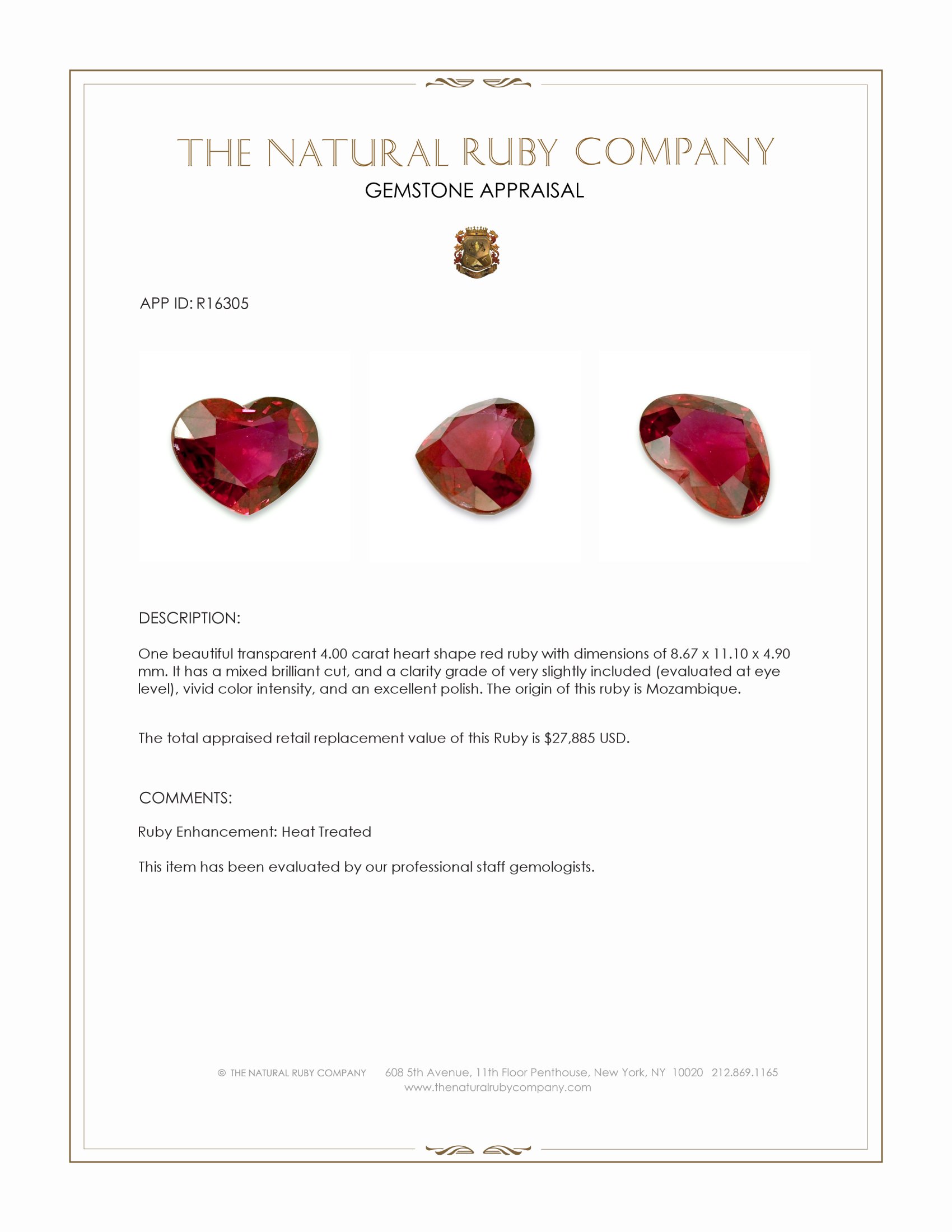4.00 Ct. Ruby from Mozambique