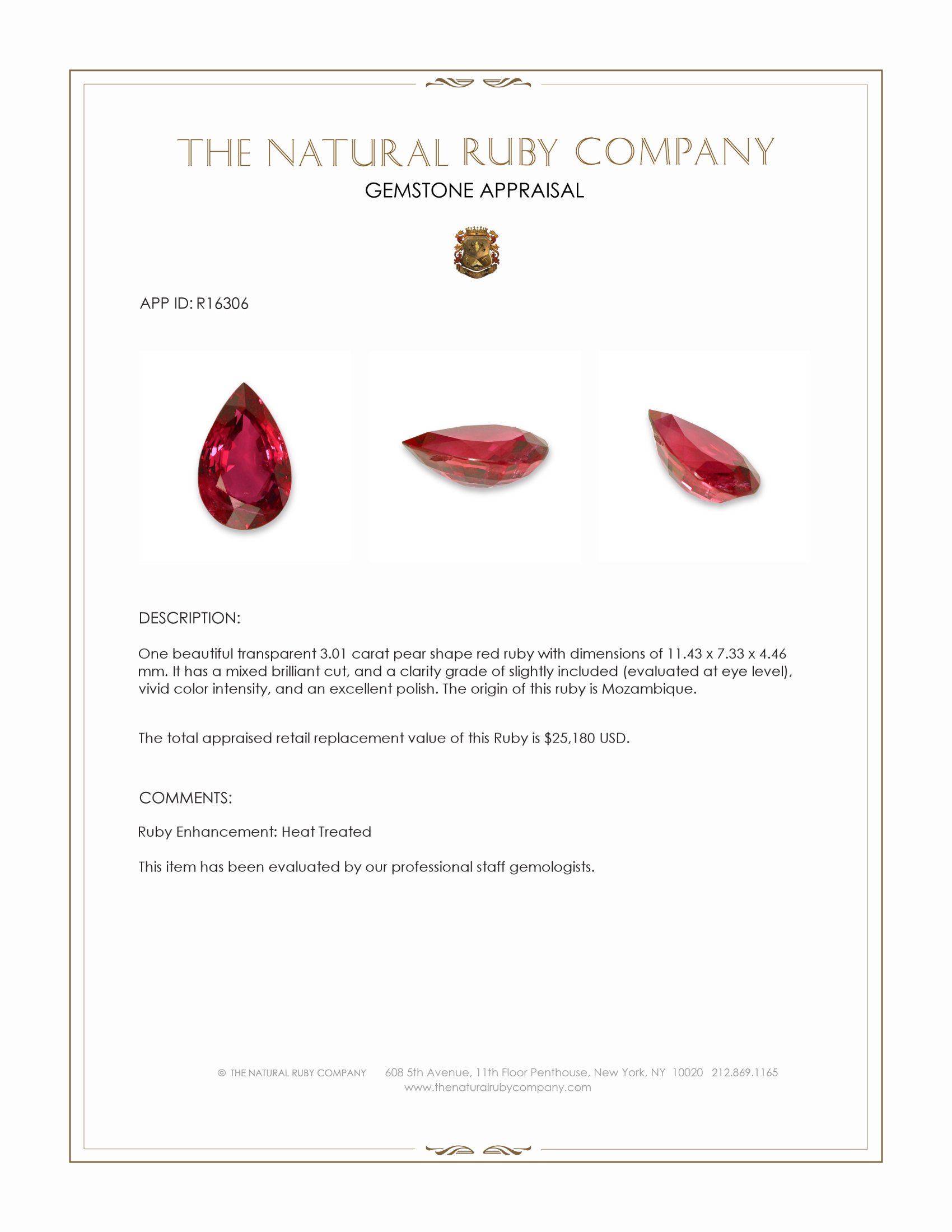 3.01 Ct. Ruby from Mozambique