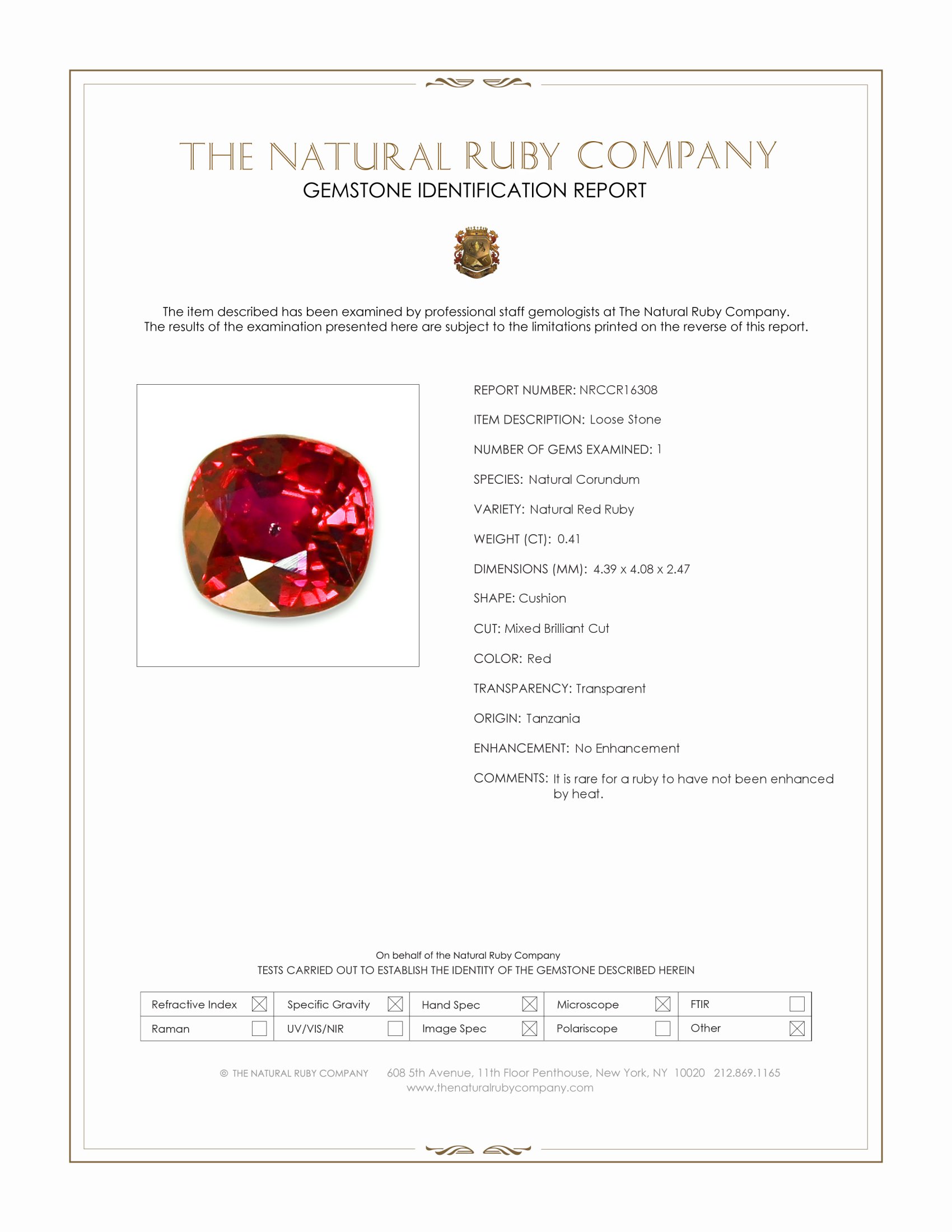 0.41 Ct. Ruby from Tanzania