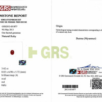 3.02 Ct. Pinkish Red Ruby from Burma (Myanmar) Scan Report